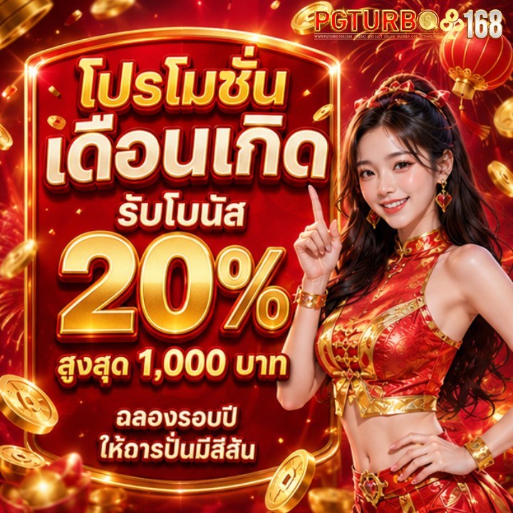 โปรโมชั่นเดือนเกิดรับโบนัส 20% สูงสุด 1,000 บาท